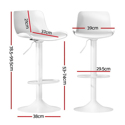 4x Artiss Bar Stools Kitchen Swivel Gas Lift Stool Leather Dining Chairs White.