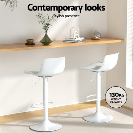 4x Artiss Bar Stools Kitchen Swivel Gas Lift Stool Leather Dining Chairs White.