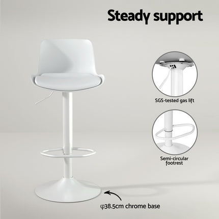 4x Artiss Bar Stools Kitchen Swivel Gas Lift Stool Leather Dining Chairs White.