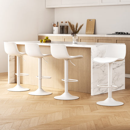 4x Artiss Bar Stools Kitchen Swivel Gas Lift Stool Leather Dining Chairs White.