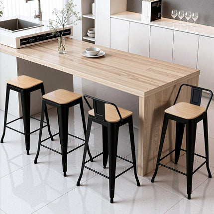 Artiss 4x Bar Stools Kitchen Counter High Chair Dining Stackable Metal Black.