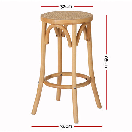 Artiss 2x Bar Stoosl Rattan Seat Wooden.