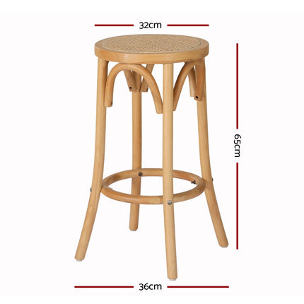 Artiss 4x Bar Stoosl Rattan Seat Wooden.