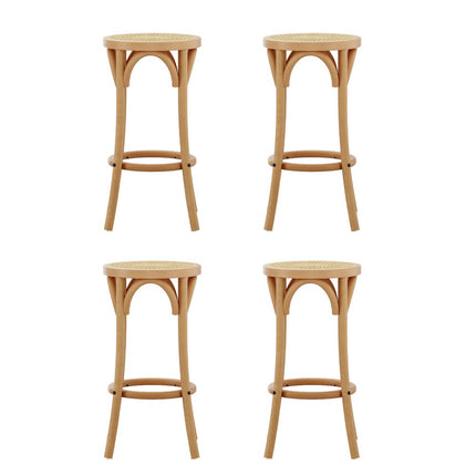 Artiss 4x Bar Stoosl Rattan Seat Wooden.