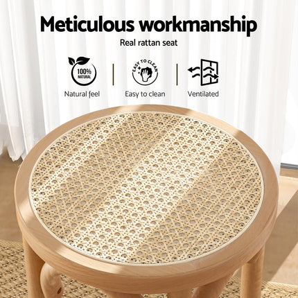 Artiss 4x Bar Stoosl Rattan Seat Wooden.
