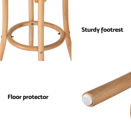 Artiss 4x Bar Stoosl Rattan Seat Wooden.