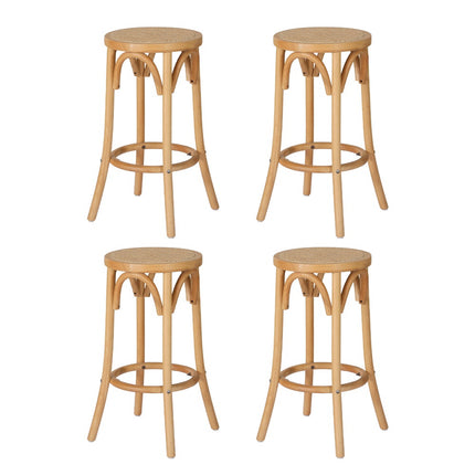 Artiss 4x Bar Stoosl Rattan Seat Wooden.