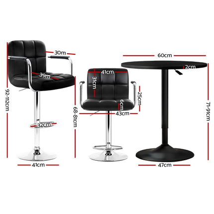 Artiss Bar Table and Stools Set Dining Desk Kitchen Chairs Cafe Pub.