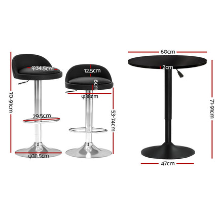 Artiss Bar Table and Stools Set Dining Desk Kitchen Chairs Cafe Pub.
