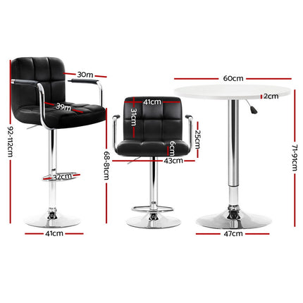 Artiss Bar Table and Stools Set Dining Desk Kitchen Chairs Cafe Pub.