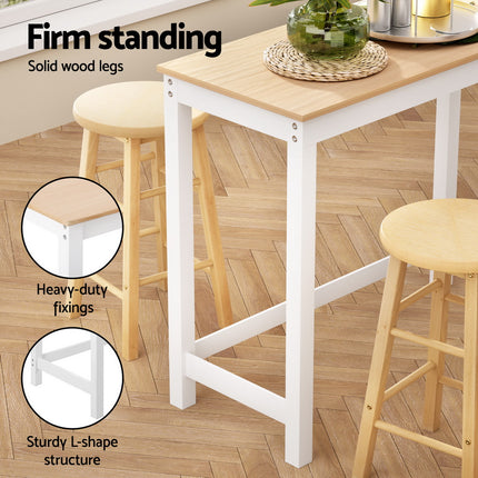 Artiss Bar Table and Stools Set Dining Desk Kitchen Chairs Cafe Pub.