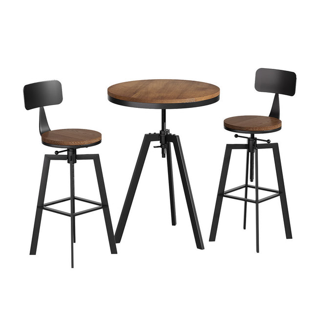 Artiss Bar Table and Stools Set Dining Desk Industrial Kitchen Chairs Cafe Pub.