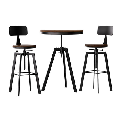 Artiss Bar Table and Stools Set Dining Desk Industrial Kitchen Chairs Cafe Pub.