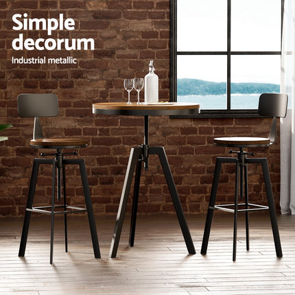 Artiss Bar Table and Stools Set Dining Desk Industrial Kitchen Chairs Cafe Pub.