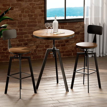 Artiss Bar Table and Stools Set Dining Desk Industrial Kitchen Chairs Cafe Pub.