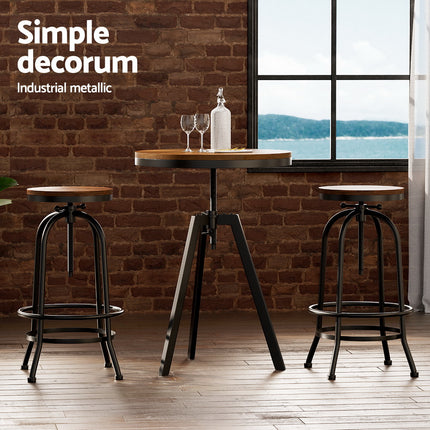Artiss Bar Table Stools Set Dining Desk Industrial Kitchen Chairs Cafe Pub.