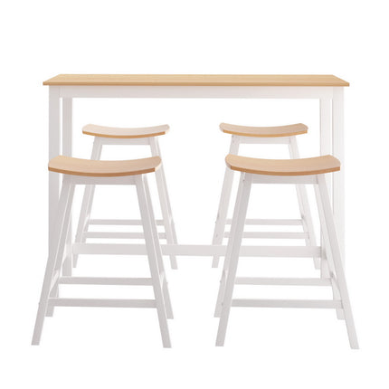 Artiss Bar Table and Stools Set Dining Desk Solid Wood Kitchen Chairs Cafe Pub.