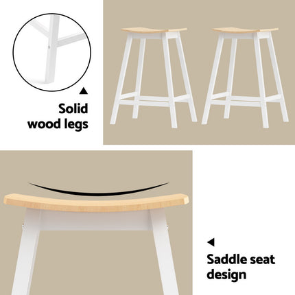 Artiss Bar Table and Stools Set Dining Desk Solid Wood Kitchen Chairs Cafe Pub.