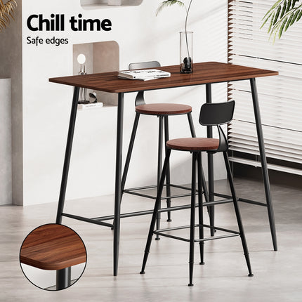 Artiss Bar Table and Stools Set Dining Desk Kitchen Chairs Cafe Pub.