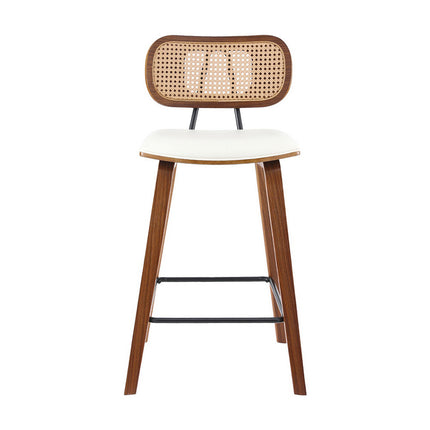2x Artiss Bar Stools Kitchen Counter Rattan Chairs PU Leather Padding.