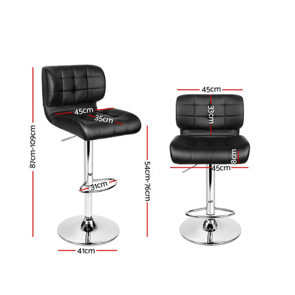 Artiss 4x Bar Stools Gas Lift Padded Leather Black.