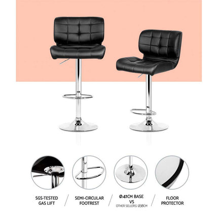 Artiss 4x Bar Stools Gas Lift Padded Leather Black.