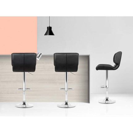 Artiss 4x Bar Stools Gas Lift Padded Leather Black.