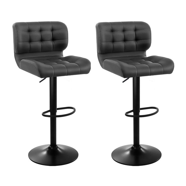 Artiss 2x Bar Stools Gas Lift Leather Padded Grey.