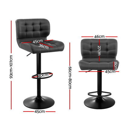 Artiss 4x Bar Stools Gas Lift Leather Padded Grey.