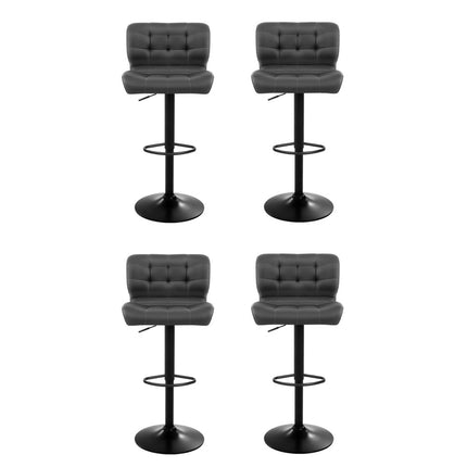 Artiss 4x Bar Stools Gas Lift Leather Padded Grey.
