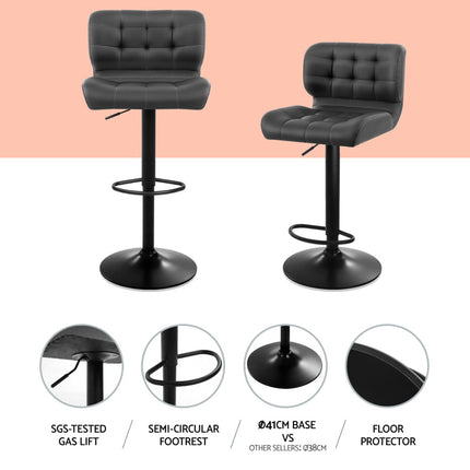 Artiss 4x Bar Stools Gas Lift Leather Padded Grey.