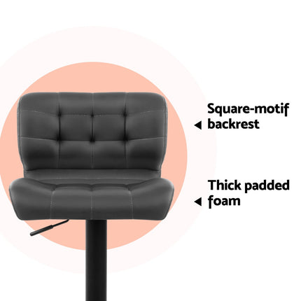Artiss 4x Bar Stools Gas Lift Leather Padded Grey.