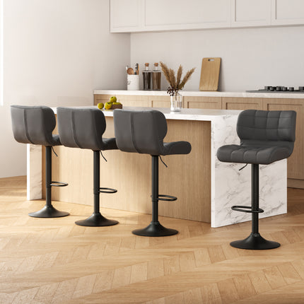 Artiss 4x Bar Stools Gas Lift Leather Padded Grey.