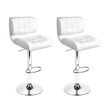 Artiss 2x Bar Stools Gas Lift Leather Padded White.