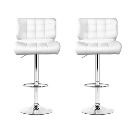 Artiss 2x Bar Stools Gas Lift Leather Padded White.