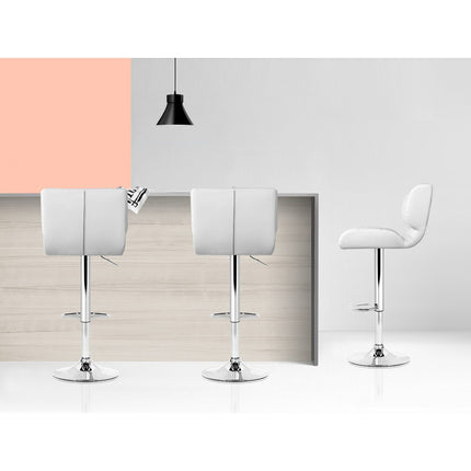 Artiss 2x Bar Stools Gas Lift Leather Padded White.