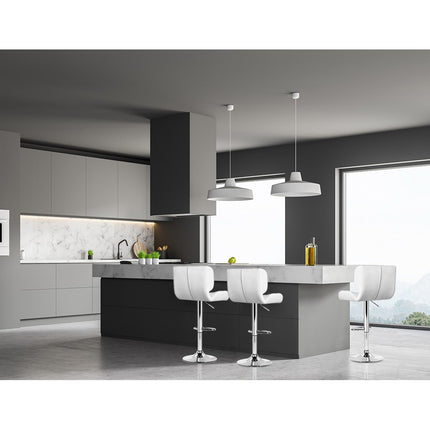 Artiss 2x Bar Stools Gas Lift Leather Padded White.