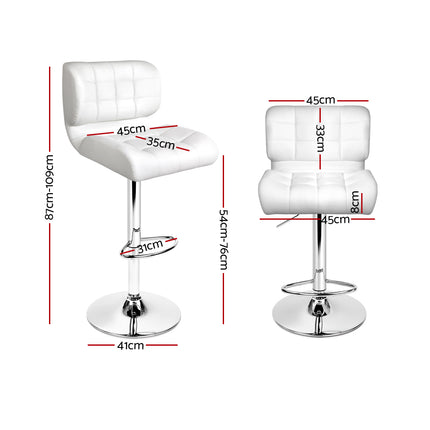 Artiss 4x Bar Stools Gas Lift Leather Padded White.