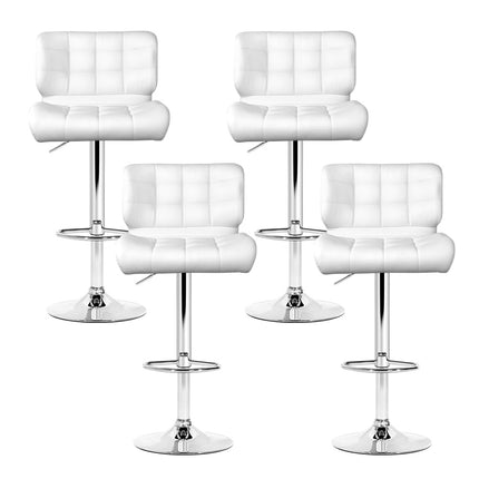 Artiss 4x Bar Stools Gas Lift Leather Padded White.