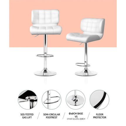 Artiss 4x Bar Stools Gas Lift Leather Padded White.