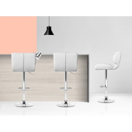 Artiss 4x Bar Stools Gas Lift Leather Padded White.