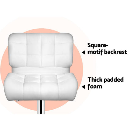 Artiss 4x Bar Stools Gas Lift Leather Padded White.
