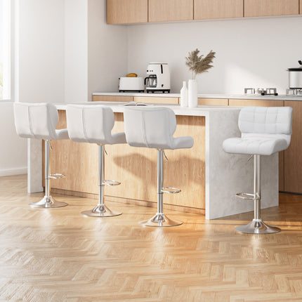 Artiss 4x Bar Stools Gas Lift Leather Padded White.