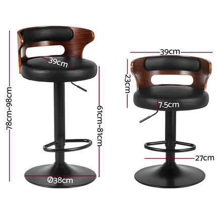 Artiss 2x Bar Stools Gas Lift Faux Leather.