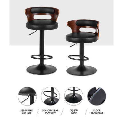 Artiss 2x Bar Stools Gas Lift Faux Leather.