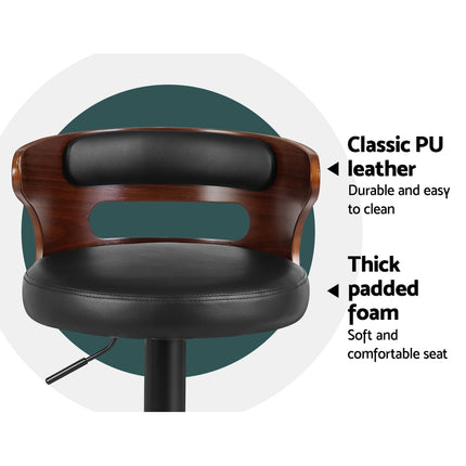 Artiss 2x Bar Stools Gas Lift Faux Leather.