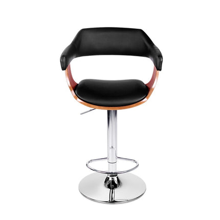 Artiss Bar Stools Gas Lift Leather w/Armrest Black.
