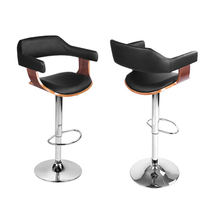 Artiss 4x Bar Stools Gas Lift Leather w/Armrest Black.