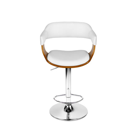 Artiss Bar Stools Gas Lift Leather w/Armrest White.