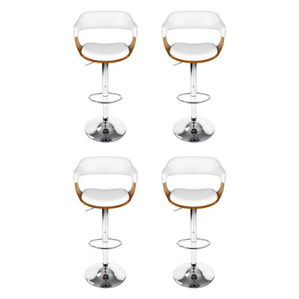 4x Artiss Bar Stools Gas Lift Leather with Armrest White.